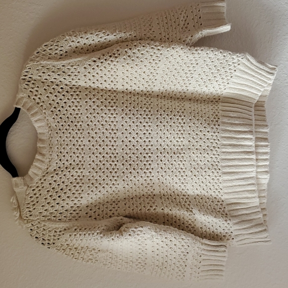Anthropologie Far Away From Close loopy knit sweater cream Large - Picture 3 of 4